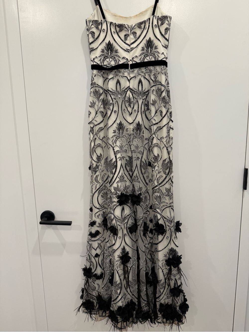 Marchesa Notte Black & White Floral Embroidered Maxi Dress - Picture 6 of 8